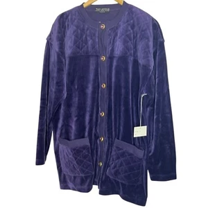 Vintage Ted Lapidus Gr. L Crushed Velvet Steppmantel Lila Velour Abendmode - Bild 1 von 6