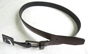 Cinturón sintético y de cuero reversible George negro y marrón oscuro para hombre talla 44 - Imagen 1 de 7