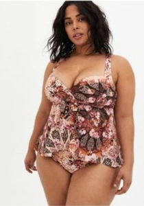 Top de bikini tórrido tankini 1 D/DD babydoll corbata inalámbrica talla 2 cintura alta inferior - Imagen 1 de 8