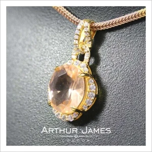 Vintage Style Women Oval Cut Morganite Wedding Pendant Necklace Rose Gold Plated - Picture 1 of 11