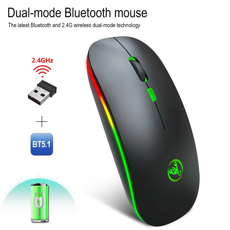 LED Wireless Gaming Mouse cordless optical Mice for Laptop Computer 2.4GHz - Image 1 of 4