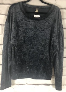 NWT Free People Womens Size S Blue Velvet Long Sleeve Shirt - Picture 1 of 8