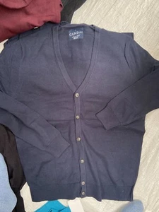 C&A Canda Men's 100% Cotton V-neck Cardigan with buttons -  Size M - Navy Blue - Picture 1 of 2