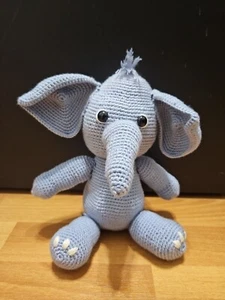 Handgefertigtes AMIGURUMI gehäkeltes Plüschtier Elefant 8 Zoll groß - Bild 1 von 14