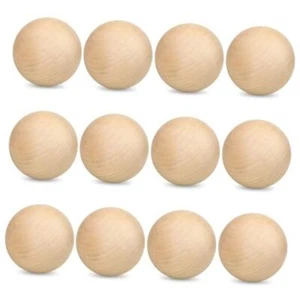 Unfinished Wooden Balls, Wooden Round Ball, Natural Round 12 Pack 2.76 Inch - Picture 1 of 8