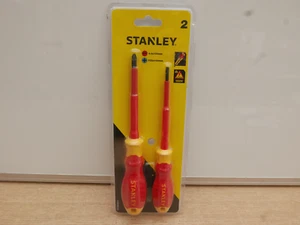 PAIR OF STANLEY VDE SCREWDRIVERS PZ2 X 100MM & 4MM X 100MM SLOTTED STHT60030-0 - Picture 1 of 1
