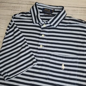 Polo Ralph Lauren Mens Size Small Polo Shirt Blue Stripe Cotton Short Sleeve - Picture 1 of 9