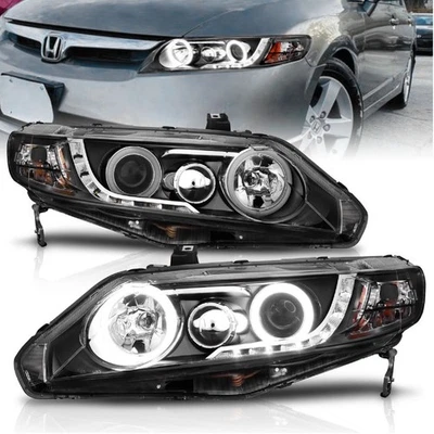 Anzo 121454 Black Clear Hybrid Projector Headlights for 6-11 Honda Civic 4-Door — 第 1/4 张图片