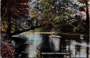 BATLLE CREEK Michigan KALAMAZOO RIVER c1909 Postkarte - Bild 1 von 2