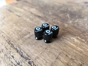 Smart Car tyre valve dust caps in black with white Smart logo (set of 4) - Picture 1 of 2