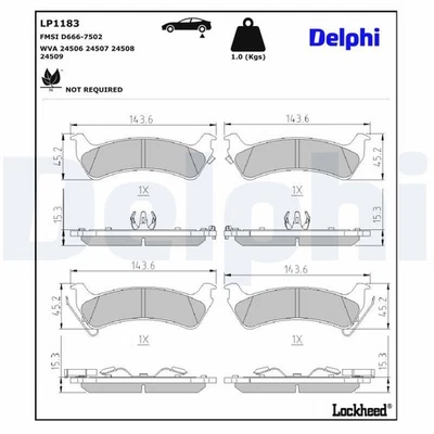LP1183 BRAKE PAD SET, DISC BRAKE FITS JEEP GRAND CHEROKEE 4.0 I 4X4 - Image 1 of 4