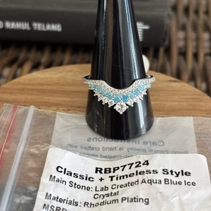 Bomb Party Ring Size 11 Classic + Timeless Aqua Ice Crystal Rbp7724 Silver - Picture 1 of 5