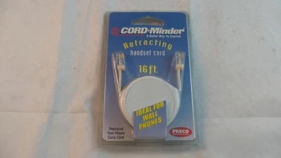 Preco/Conectl Retractable Phone Cord-Minder Two-Way Pull 16ft White (R-72-16) - Image 1 of 4