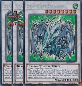 Yugioh! 3x Stardust Dragon L5DD-ENS01 Secret Rare 1st Ed NM - Picture 1 of 1