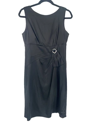 Nicole Miller Black Satin Lined Stretch Formal Cocktail Sleeveless Dress Size 6 - Image 1 of 4