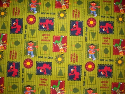 SESAME STREET HIDE AND SEEK COTTON FLANNEL FABRIC FQ    - Image 1 of 3