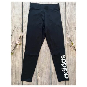 D2-- NWT black white ADIDAS women's essentials linear active leggings SMALL - Picture 1 of 9