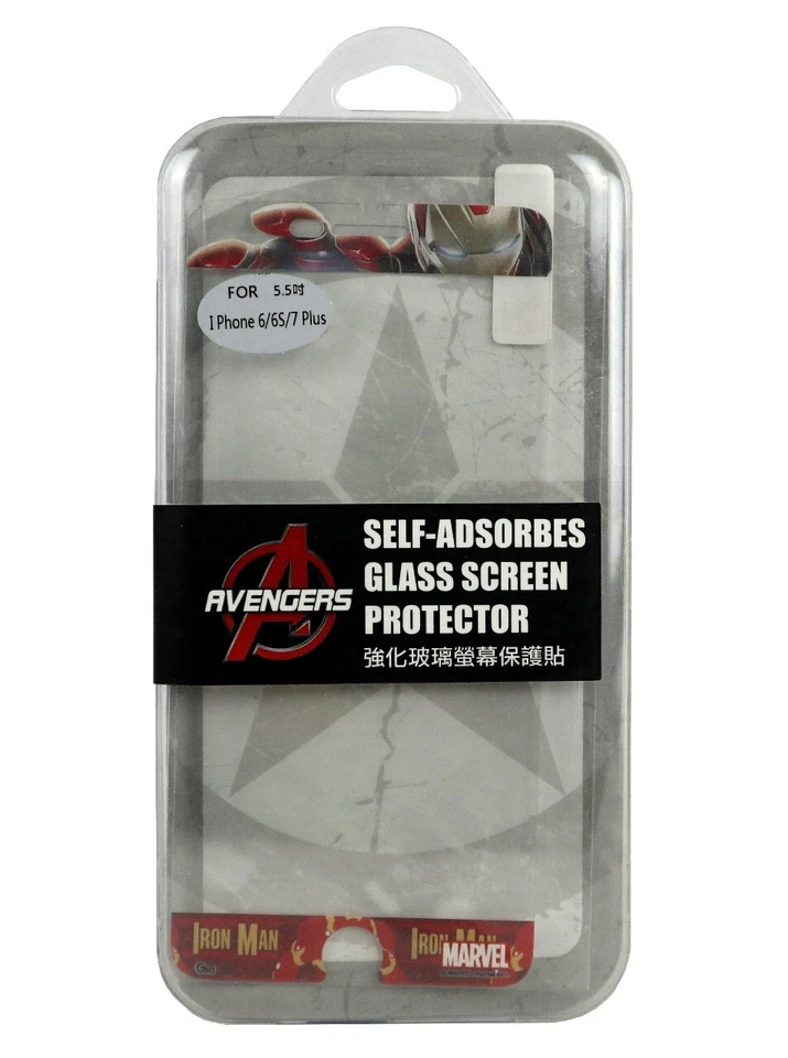 Avengers iPhone 6 6s 7 Plus Glass Screen Protector Iron Man Civil War Marvel New - Imagem 1 de 3