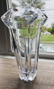 MIKASA  PLATINUN CRYSTAL VASE BEVELLED  10.75” TALL - Picture 1 of 7