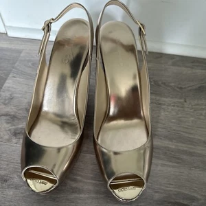 Jimmy Choo Gold Wedge Heel Sz 41 - Picture 1 of 8