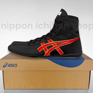 【In stock】ASICS Wrestling Shoes 1083A001 EX-EO TWR900 Black x Red x Gold - Picture 1 of 4