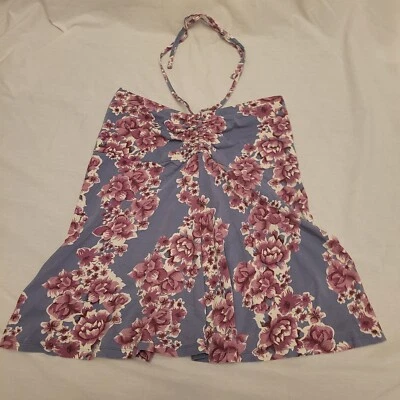 Falda Halter Convertible Patagonia Lithia Gris Púrpura Flores Mujer Talla Grande  Foto 1 de 4