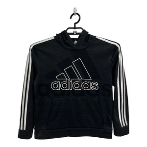 Adidas Girl's Long Sleeve Black Hooded Pullover Sweatshirt Size L (14-16) - Picture 1 of 9