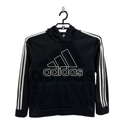Adidas Girl's Long Sleeve Black Hooded Pullover Sweatshirt Size L (14-16) - Image 1 of 4