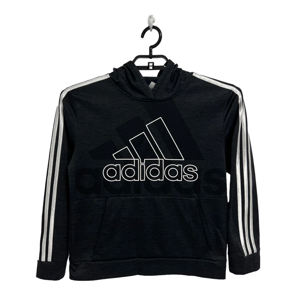 Adidas Girl's Long Sleeve Black Hooded Pullover Sweatshirt Size L (14-16) - Image 1 of 4
