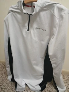 spyder mens size L half zip knit half zip White fleece - Picture 1 of 8