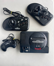 Sega Genesis Console 9 Game Bundle 2 Power Sticks 1 Controller Cables All Tested