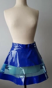 Lackina- Lack PVC ausgestellter Mini Rock , blau, Gr  S-4XL - Imagen 1 de 1