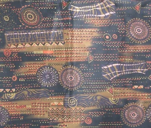 3+ Yds Satin Fabric 43 In Wide Brown Purple Orange Beige Pattern CHAM Hi-Fashion - Picture 1 of 7