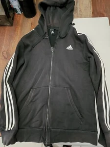 Adidas 3 Stripe Black Full Zip Hoodie Size Medium - Picture 1 of 3