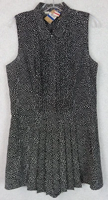 Vestido Romper Rachel Roy Preto Tamanho XL Feminino Bolinhas Botões Bolsos Zíper - Imagem 1 de 4