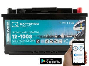Q-Batteries Batería De Litio 12-100S 12,8V 100Ah 1280Wh LiFePO4 Con Bluetooth - Imagen 1 de 5