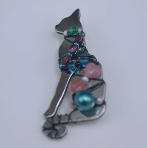 LIZTECH HANDWERKLICHER SCHMUCK 1997 ÄGYPTISCHE KATZE BASTET BROSCHE ANSTECKNADEL   - Bild 1 von 4