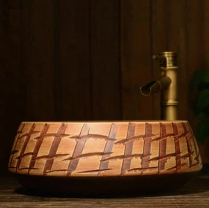 Tazón de lavado lavabo de cerámica mostrador de cerámica para baño mediterráneo - Imagen 1 de 12