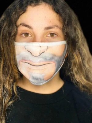 Reusable Face Mask Fun Beard Old Men Man Realistict Skin Look Count Dooku Light - Image 1 of 4