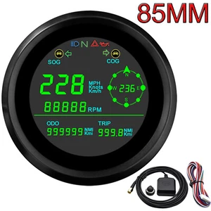 85mm LCD Digital GPS Speedometer with Tachometer for Motorcycle Boat Car Truck - Picture 1 of 14