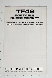 sencore TF46 Super Cricket Parts List and Schematic Manual - Picture 1 of 1