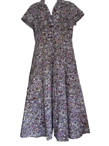 J. PETERMAN SHORTSLEEVE FLORAL DRESS SIZE 10 - Picture 1 of 11