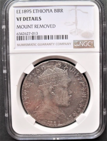EE1895  Ethiopia  Birr , NGC  VF details , nice silver coin      # 1143 Cover