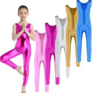 Kids Girls Leotard Workout Jumpsuit Party Bodysuit Jazz Activewear Halloween - Picture 1 of 73
