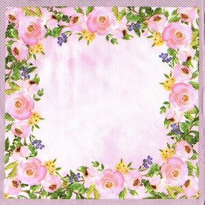 Serviettes en papier fleurs les roses et variées. Paper napkins flowers roses