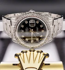 Orologio da uomo Rolex Oyster Perpetual Datejust 36 mm acciaio ghiaccio diamante 10 carati 116200 - Foto 1 di 8