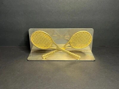 VTG Decorative Brass & Chrome Double Tennis Racket Tabletop Mail Letter Holder - Image 1 of 4