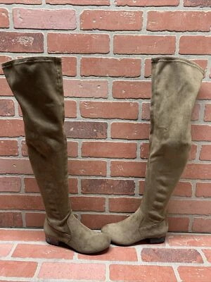 CALL IT SPRING Taupe Fabric Side Zip Block Heel Thigh High Boots Women’s Size 5 - Image 1 of 4