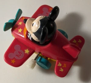 Disney Vintage Mickey Mouse Airplane Pilot With Knob Wind-Up Toy works Largo - Picture 1 of 9