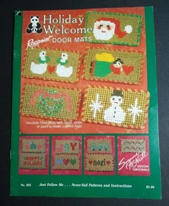 Holiday Welcome Ragpoint Door Mats SANTA snowman ANGEL noel CHRISTMAS TREES - Picture 1 of 2
